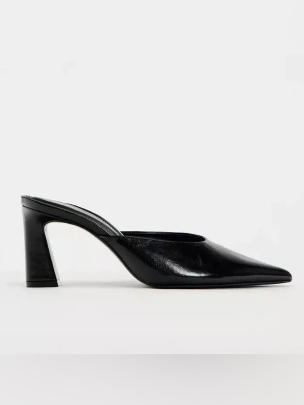 Zara Black Pointed Slip-On Mules